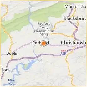 Radford University Location Map Radford University Location Map